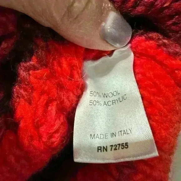 Bianca G Red Purple & Orange Cable Knit Mock
Neck Pullover Sweater. - Picture 3 of 5